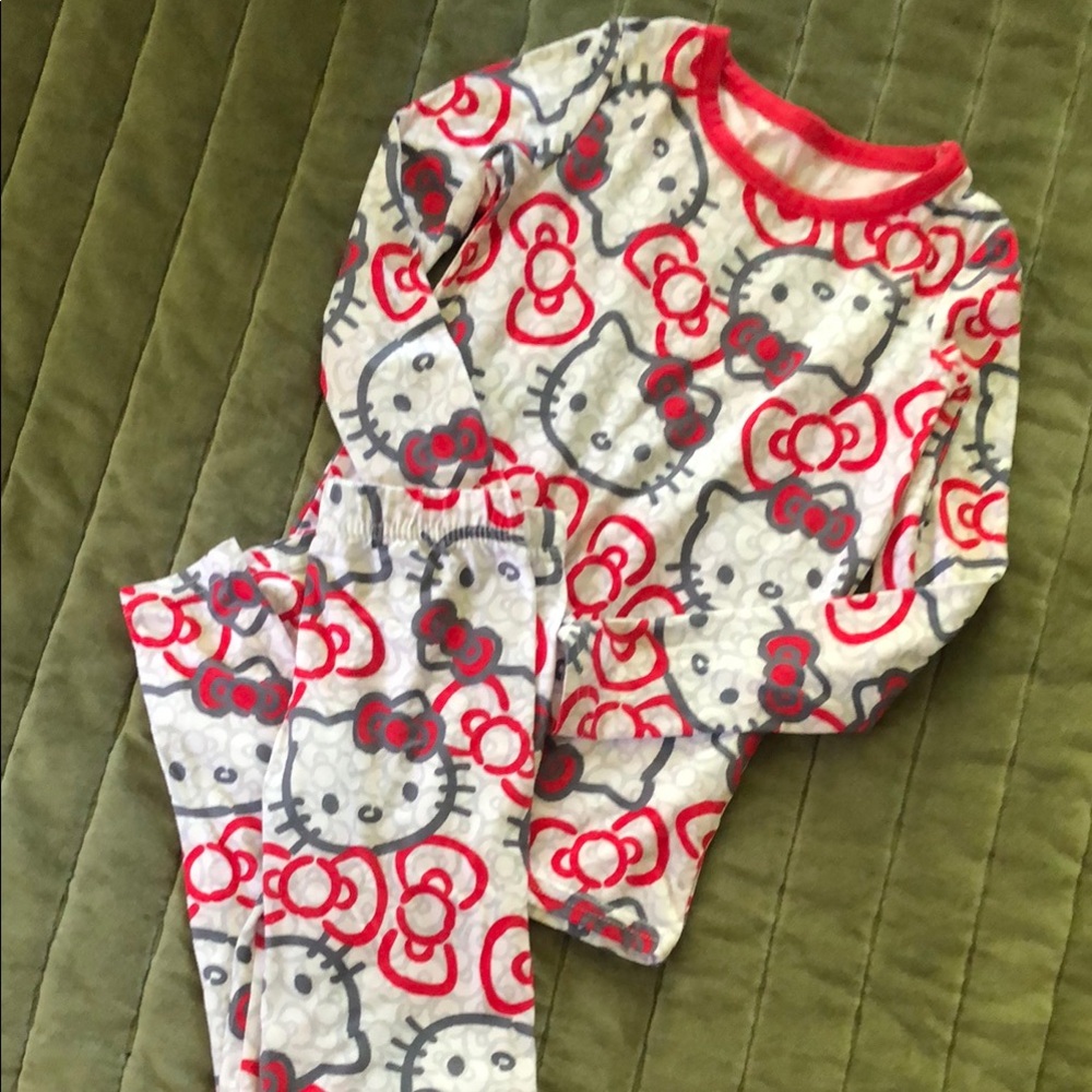Cuddl Duds Hello Kitty Kids Pajamas - Red and Gray, Sz XS